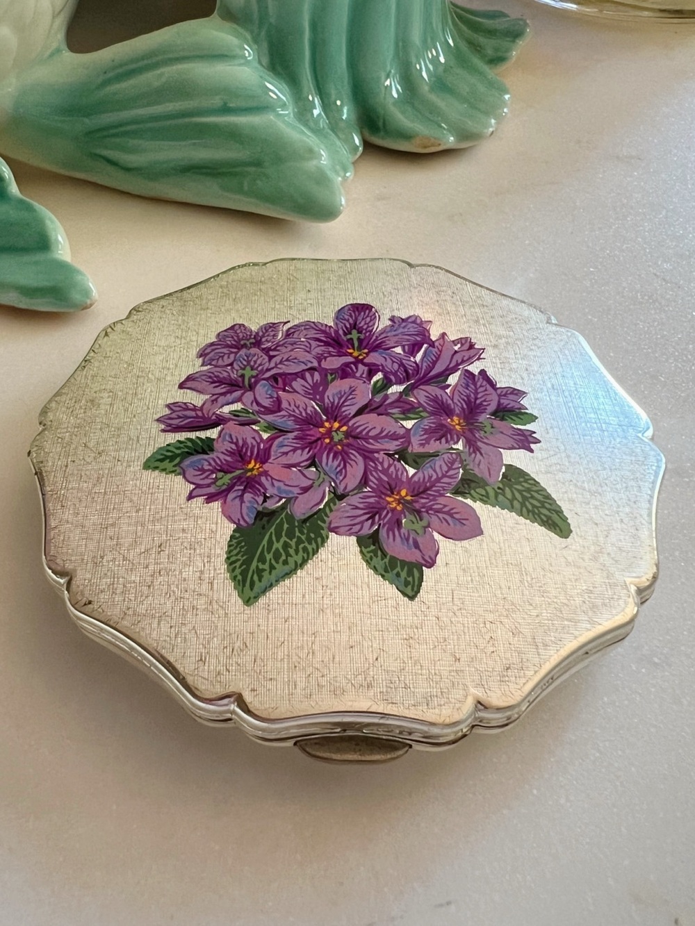 Vintage Silver Plated Compact Mirror